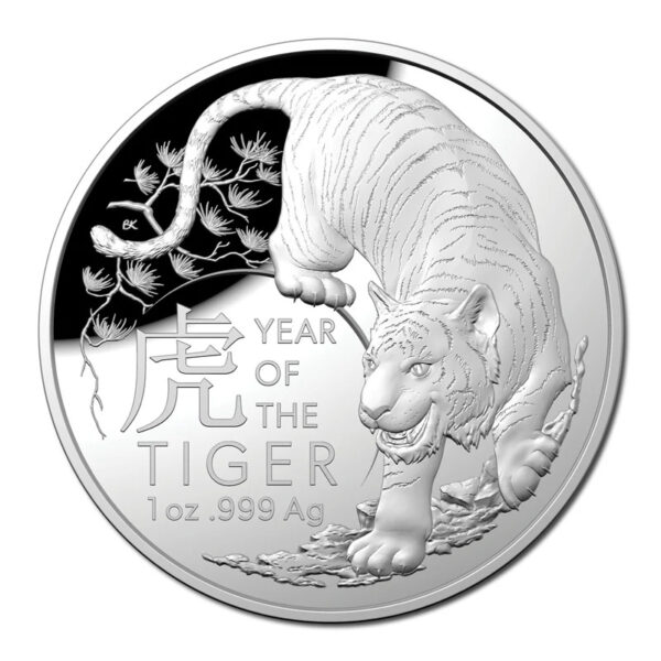 2022 $5 Lunar Year of the Tiger Domed 1oz Silver Proof Coin