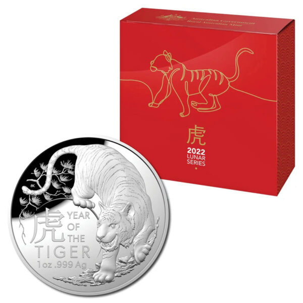 2022 $5 Lunar Year of the Tiger Domed 1oz Silver Proof Coin - Image 4