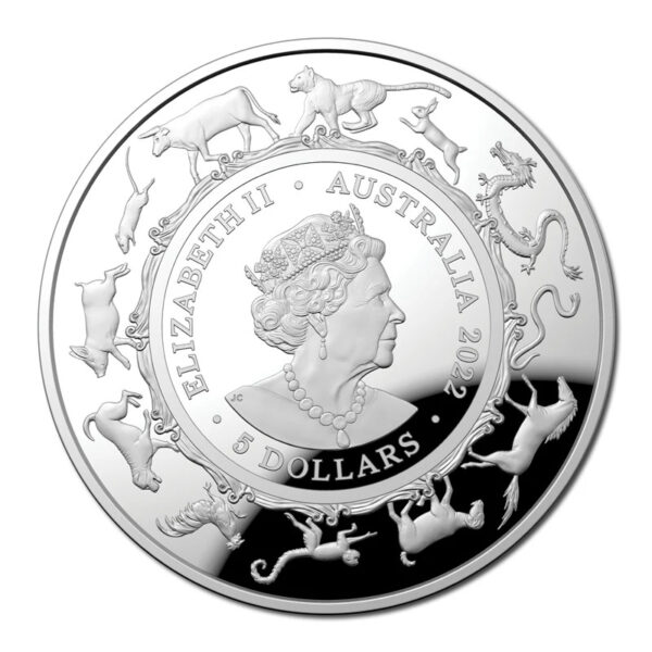 2022 $5 Lunar Year of the Tiger Domed 1oz Silver Proof Coin - Image 2