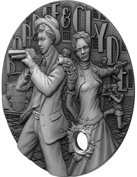 Bonnie Clyde The Gangsters Oz Silver Gilded Coin The Coin