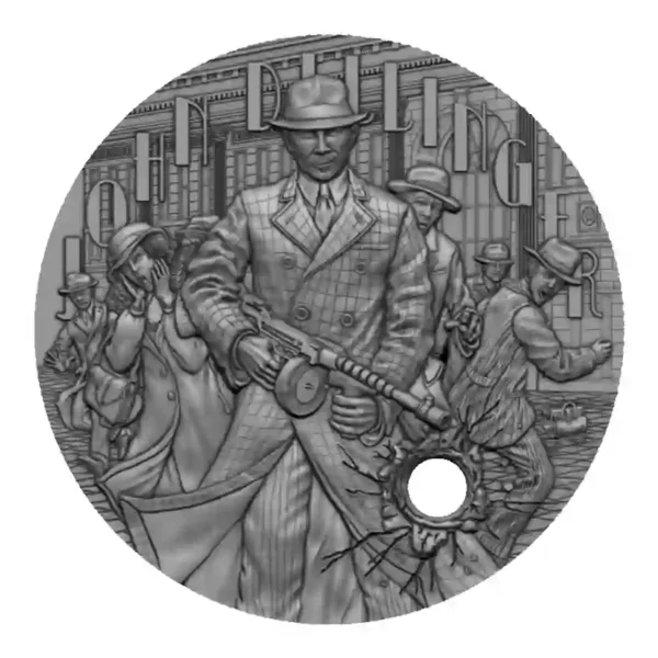 2022 $5 John Dillinger The Gangsters 2oz Silver Gilded Coin