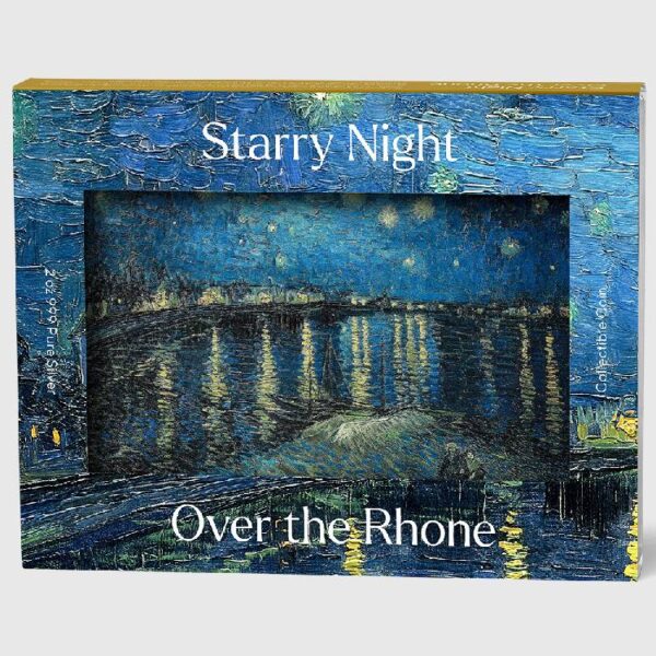 2022 Starry Night Over The Rhone Vincent Van Gogh 2oz Silver Coin - Image 5