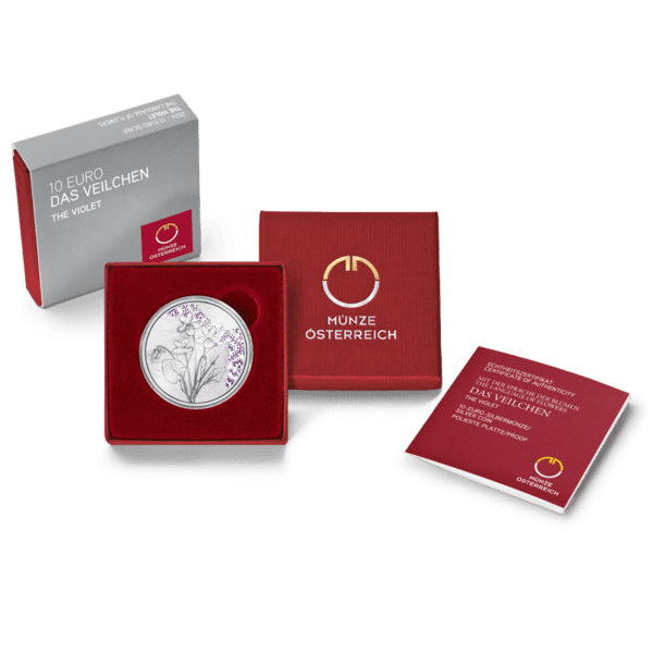 2024 €10 The Language of Flowers Series - Violet Silver Coin - Image 3