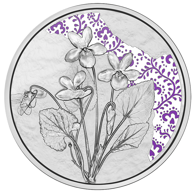 2024 €10 The Language of Flowers Series - Violet Silver Coin