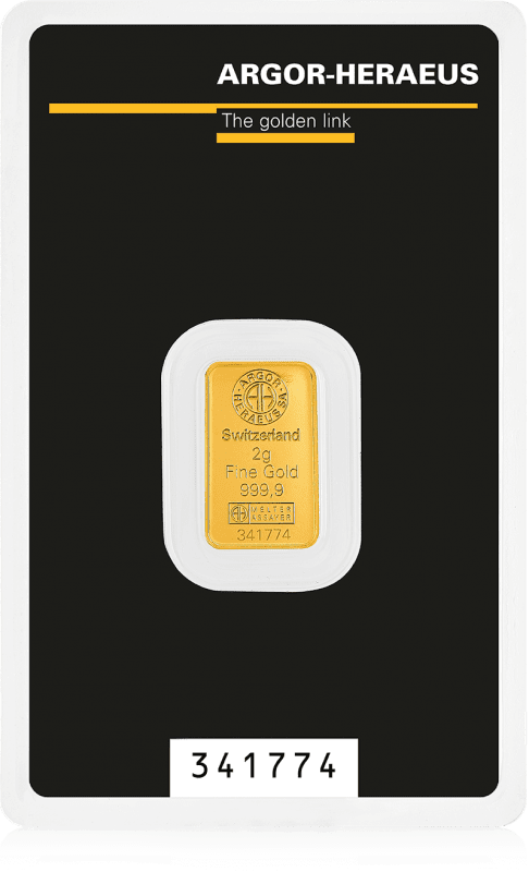 2g Argor-Heraeus 99.99% Pure Gold Minted Bar