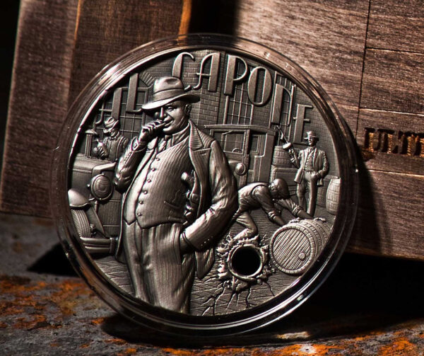 2021 $5 Al Capone The Gangsters 2oz Silver Gilded Coin - Image 6