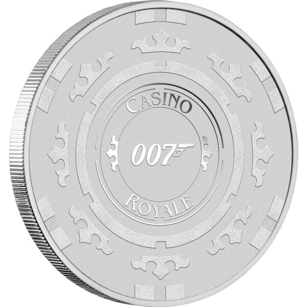 2023 $1 James Bond Casino Royale Casino Chip 1oz Silver Coin in Card - Image 2