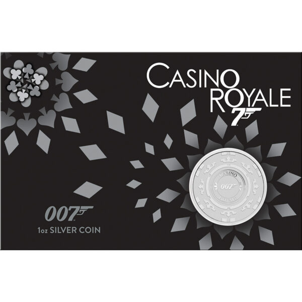 2023 $1 James Bond Casino Royale Casino Chip 1oz Silver Coin in Card