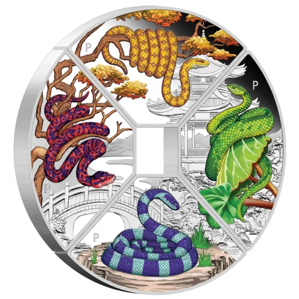 2025 Snake Quadrant Chinese Lunar Year 1oz Silver 4 Coin Set - Image 2