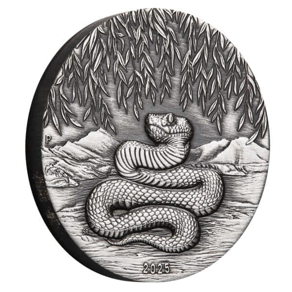 2025 $2 Year of the Snake Australian Lunar Series III 2oz Silver Antiqued Coin
