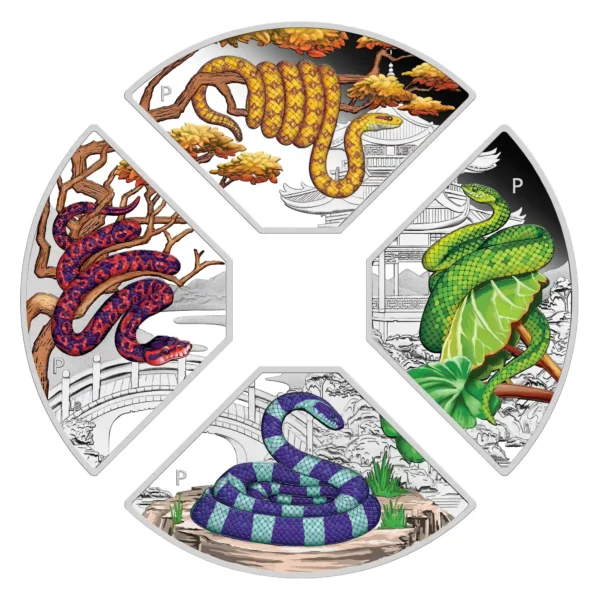 2025 Snake Quadrant Chinese Lunar Year 1oz Silver 4 Coin Set - Image 3