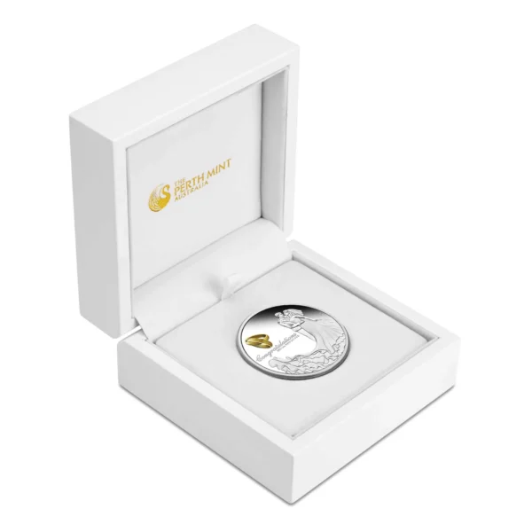 2025 $1 Wedding 1oz Silver Gilded Proof Coin - Image 4