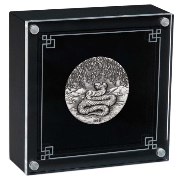 2025 $2 Year of the Snake Australian Lunar Series III 2oz Silver Antiqued Coin - Image 4