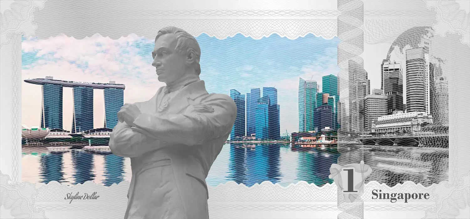 2017 $1 Skyline Dollar Singapore Cook Islands 5g Silver Note