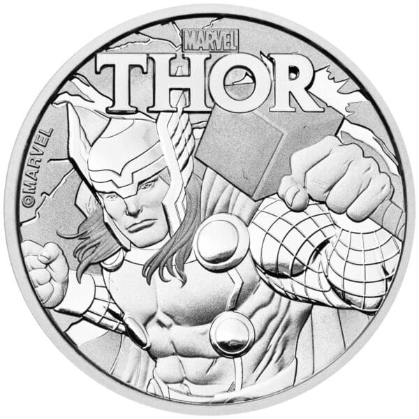 2018 $1 Thor™ Marvel Series Tuvalu 1oz Silver BU Carded Coin - Image 2