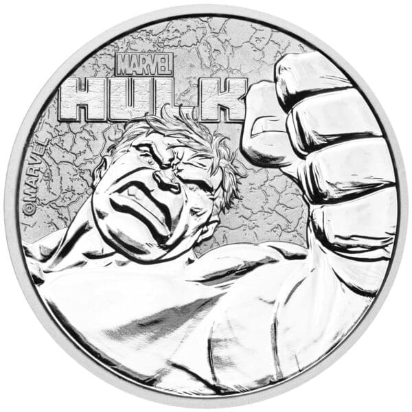 2019 $1 Hulk™ Marvel Series Tuvalu 1oz Silver BU Carded Coin - Image 2
