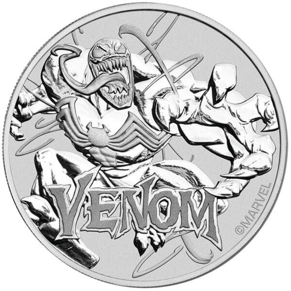 2020 $1 Venom™ Marvel Series Tuvalu 1oz Silver BU Carded Coin - Image 2