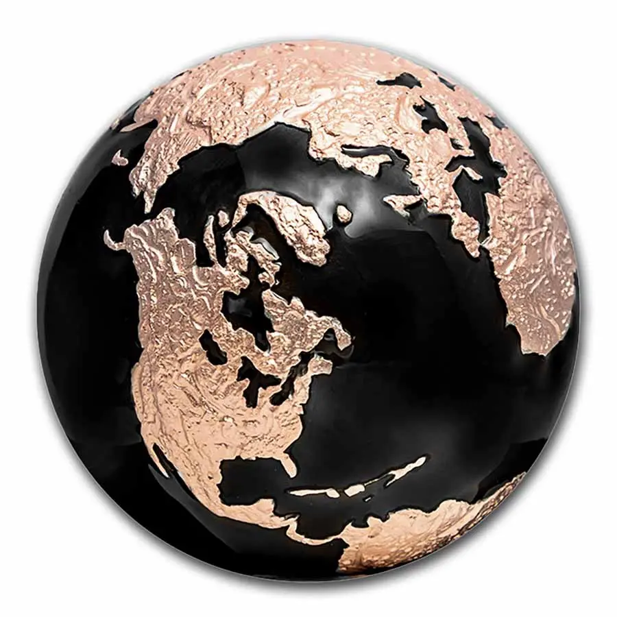 2022 $5 Dark Marble Rose Gold Sphere Earth 3oz Silver Coin