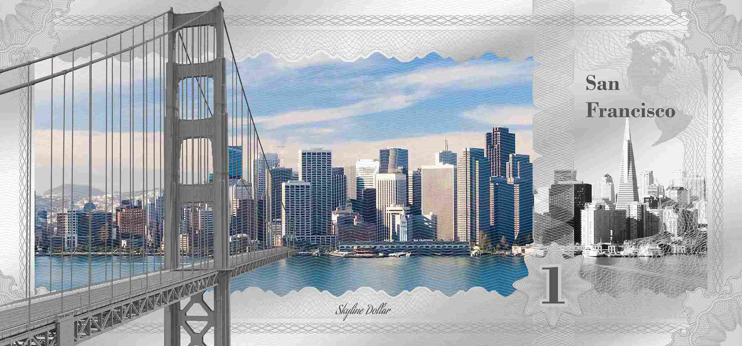 2018 $1 Skyline Dollar San Francisco Cook Islands 5g Silver Note