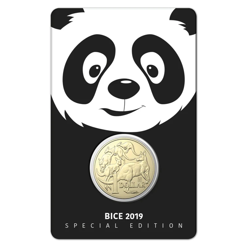 2019 $1 Panda Privy Mark Al/Bronze UNC Carded Coin