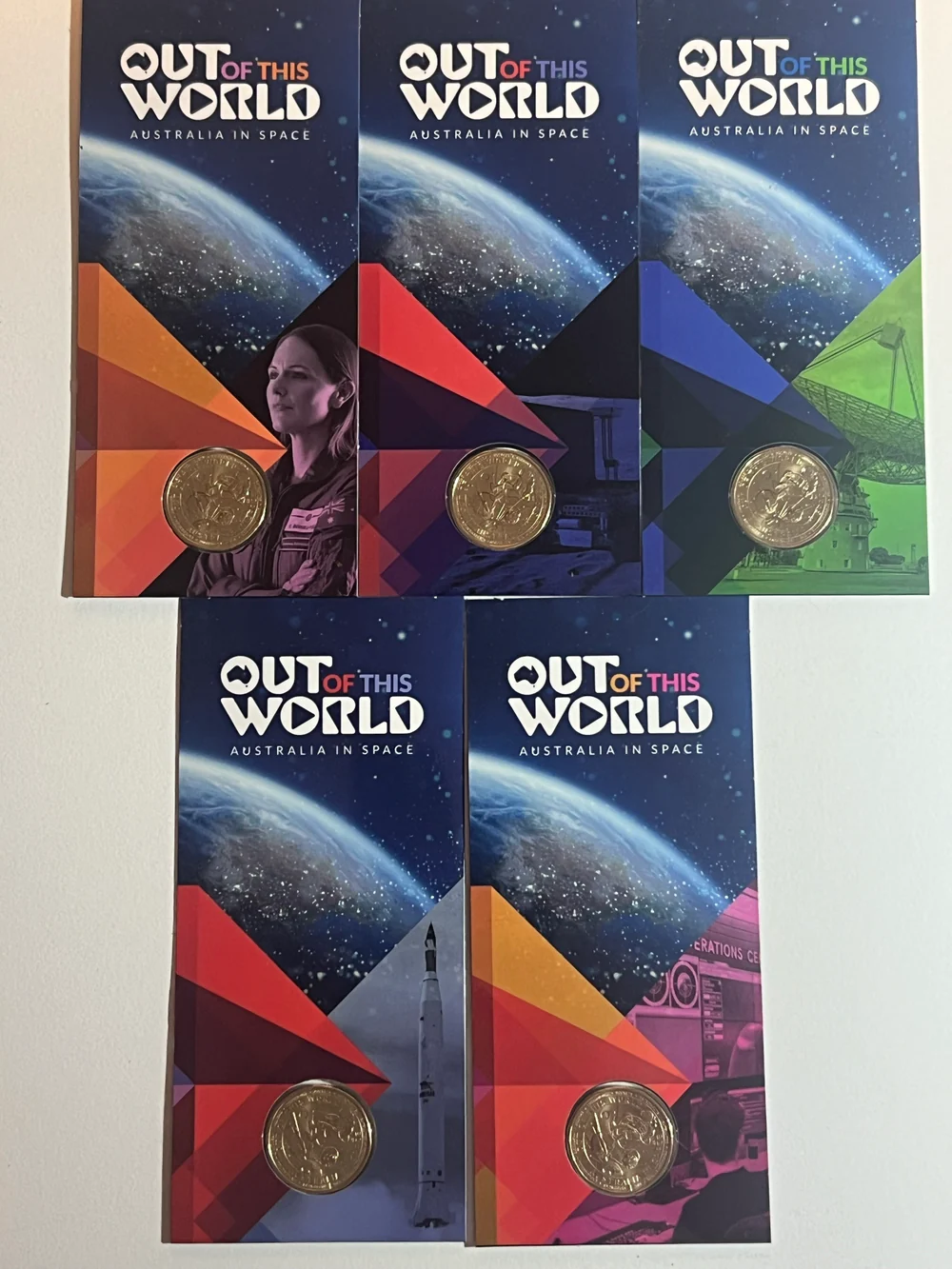 2024 $1 Out of this World - Australia in Space - 'A' Counterstamp Carded 5 x Coins