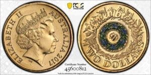 MS65 2017 $2 Remembrance Day Coloured Australian Coin