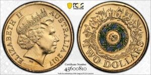 MS66 2017 $2 Remembrance Day Coloured Australian Coin