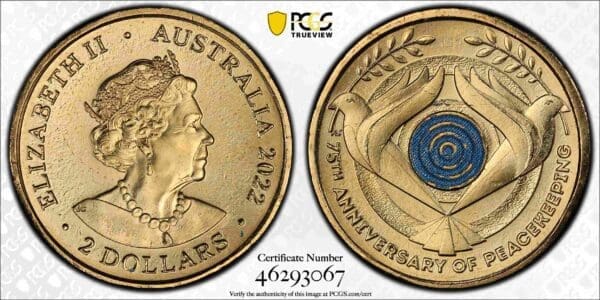 MS68 2022 $2 75th Anniversary of Peacekeeping Regular Strike Coin