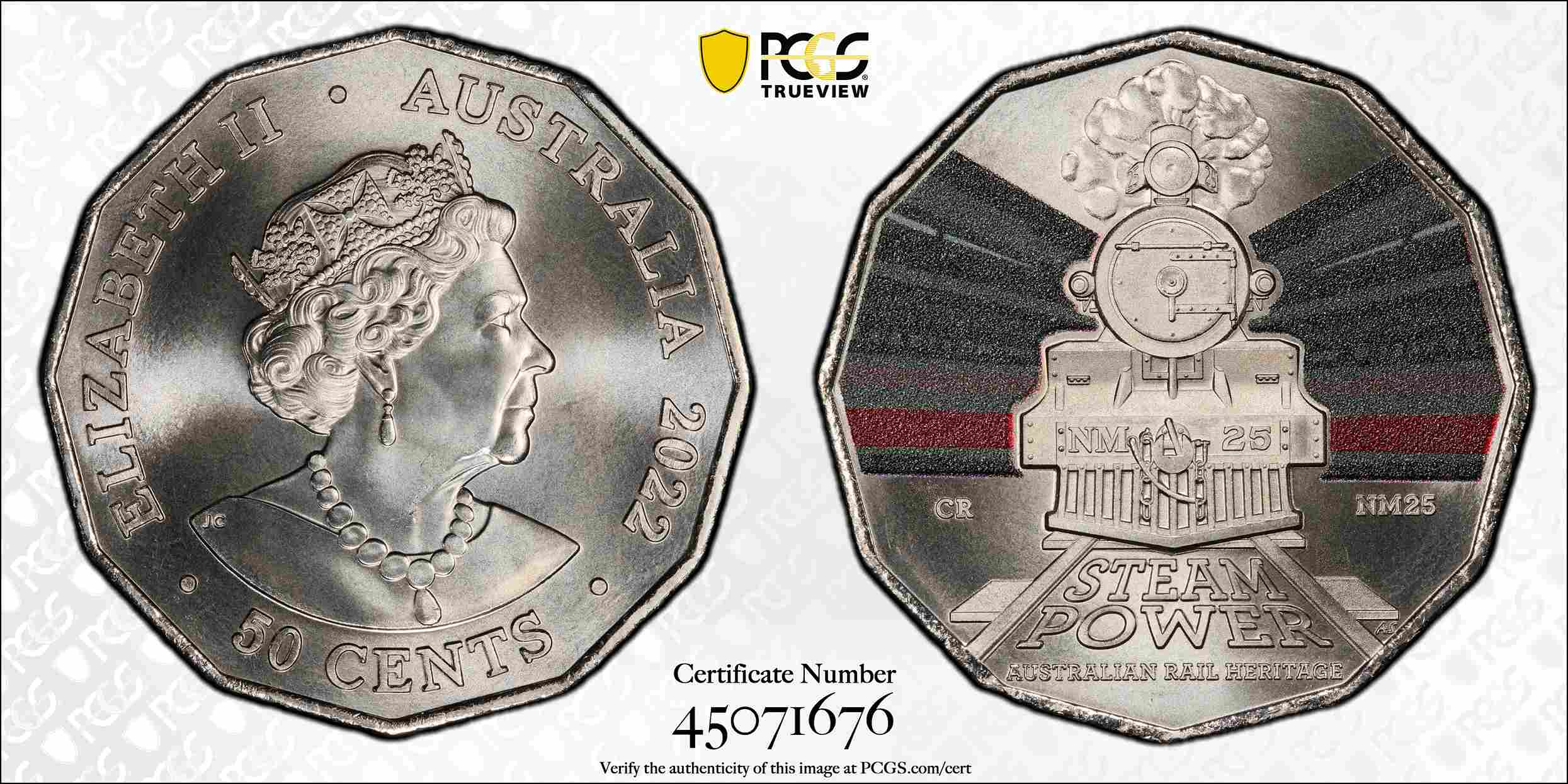 MS69 2022 50c NM25 Commonwealth Railways Australian Rail Heritage
