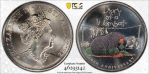 MS70 2022 20c Diary of a Wombat Coloured Australian Coin