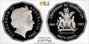 PR69DCAM 2001 50c Norfolk Island Centenary of Federation Australia Proof Coin
