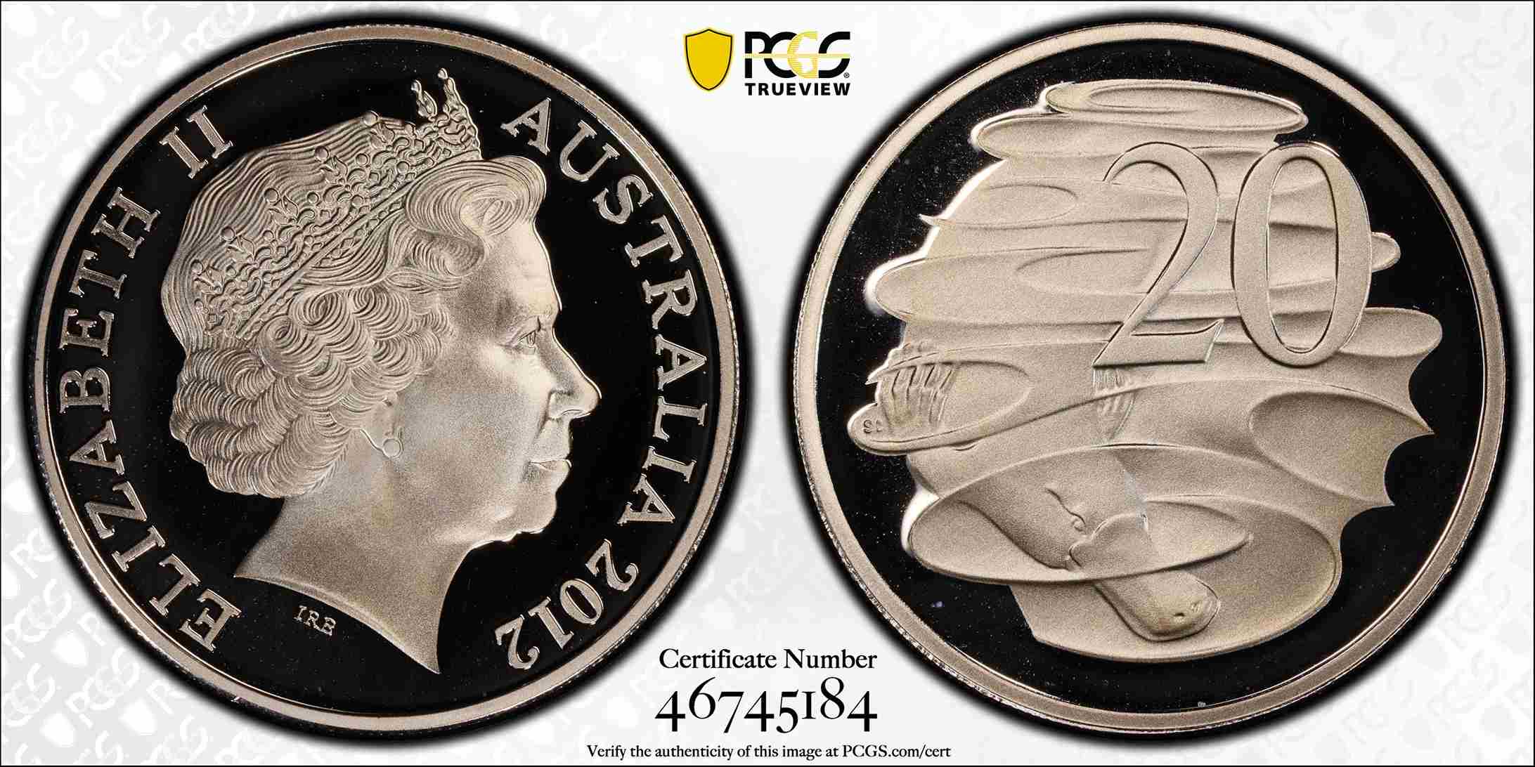 PR69DCAM 2012 20c Australian Platypus Proof Coin