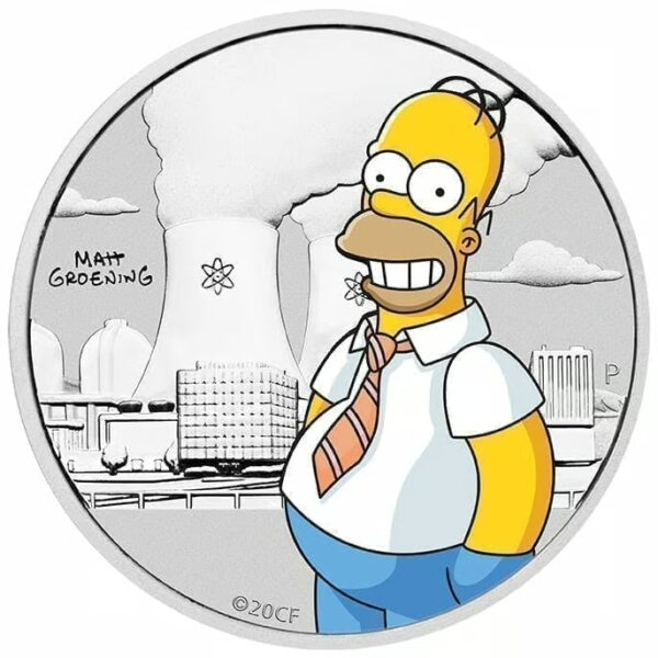 2020 50c Homer Simpson Coloured 1/2oz Silver Carded Coin - Image 4