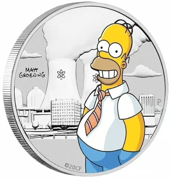 2020 50c Homer Simpson Coloured 1/2oz Silver Carded Coin - Image 3