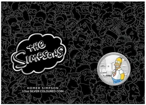 2020 50c Homer Simpson Coloured 1/2oz Silver Carded Coin