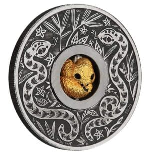2025 $1 Year of the Snake Rotating Charm 1oz Silver Antiqued Coin
