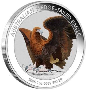 2025 Australian Wedge-tailed Eagle 1oz Silver Coloured Coin in Card