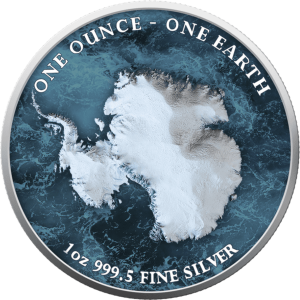 2022 Fiji 1oz Silver Coloured Earth Series – Antarctica Penguins - Image 2