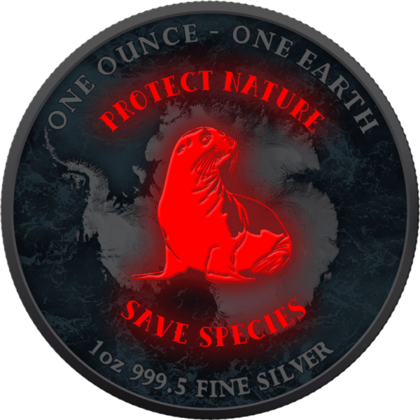 2022 Fiji 1oz Silver Coloured Earth Series – Antarctica Penguins - Image 3