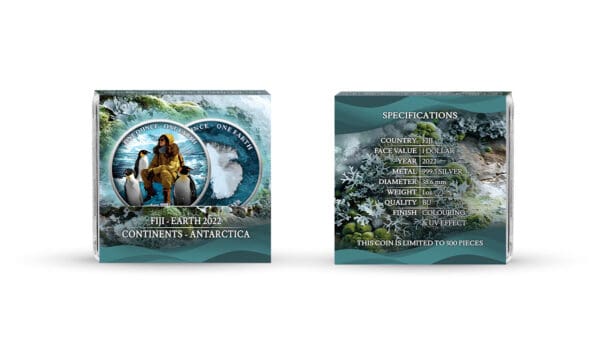 2022 Fiji 1oz Silver Coloured Earth Series – Antarctica Penguins - Image 5
