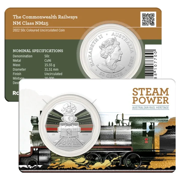 2022 50c Australian Steam Train Coins - 7 Coin Set - Image 2