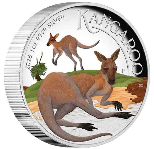 2025 $1 Australian Kangaroo 1oz Silver Proof Coloured High Relief Coin