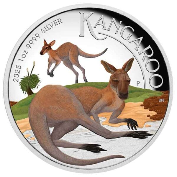 2025 $1 Australian Kangaroo 1oz Silver Proof Coloured High Relief Coin - Image 2