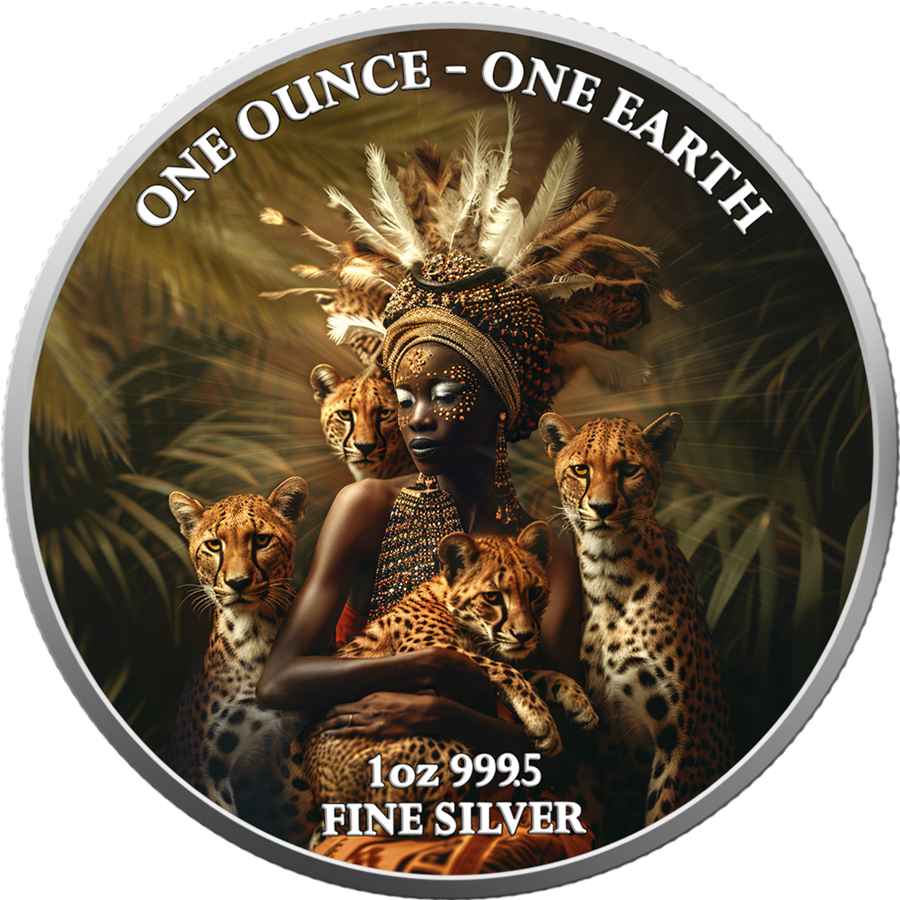 2022 Earth Africa - 1oz Silver Coloured Earth Series