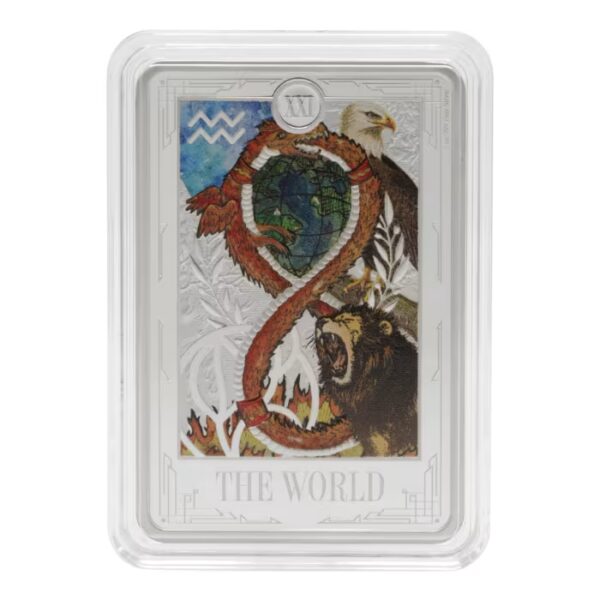 2025 $1 The World Tarot Card XXI 1oz Silver Colorized Proof Niue Coin - Image 7