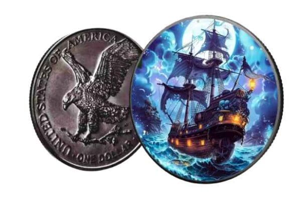 2024 $1 Shadow Ship Masters Of The Seas American Eagle 1oz Silver Coin - Image 2