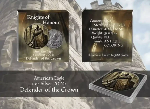 2024 Defender of the Crown Knights of Honour 1oz Silver Eagle Coin - Image 2