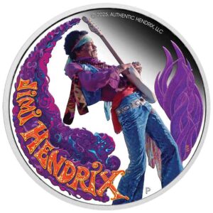 2025 Jimi Hendrix 1oz Silver Proof Coloured Coin