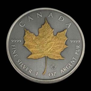 2025 1oz Maple Leaf Silver Antiqued Gilded Coin