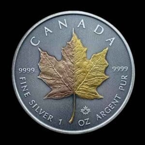2025 1oz Maple Leaf Silver Antiqued Gilded II Coin